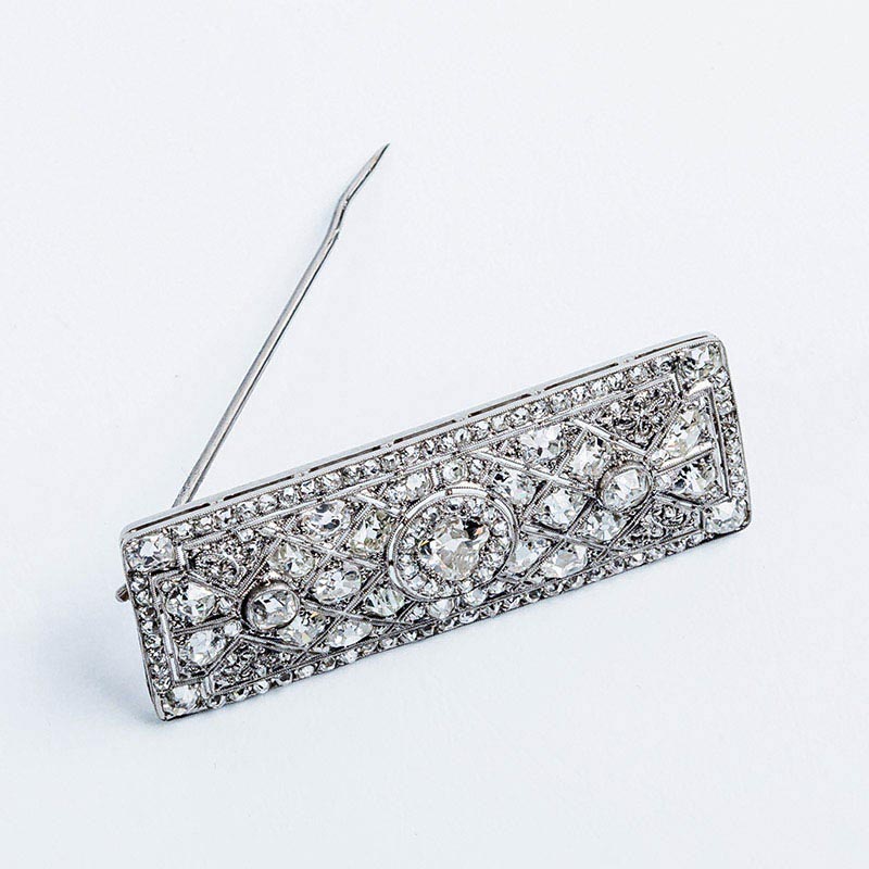 Broche Ancienne En Métal Argenté Avec Brillants - Occasion, Détails à Vérifier - Accessoire Vintage